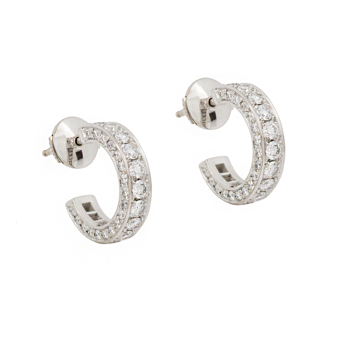 18k White Gold Diamond Set Hoop Earrings | Rich Diamonds